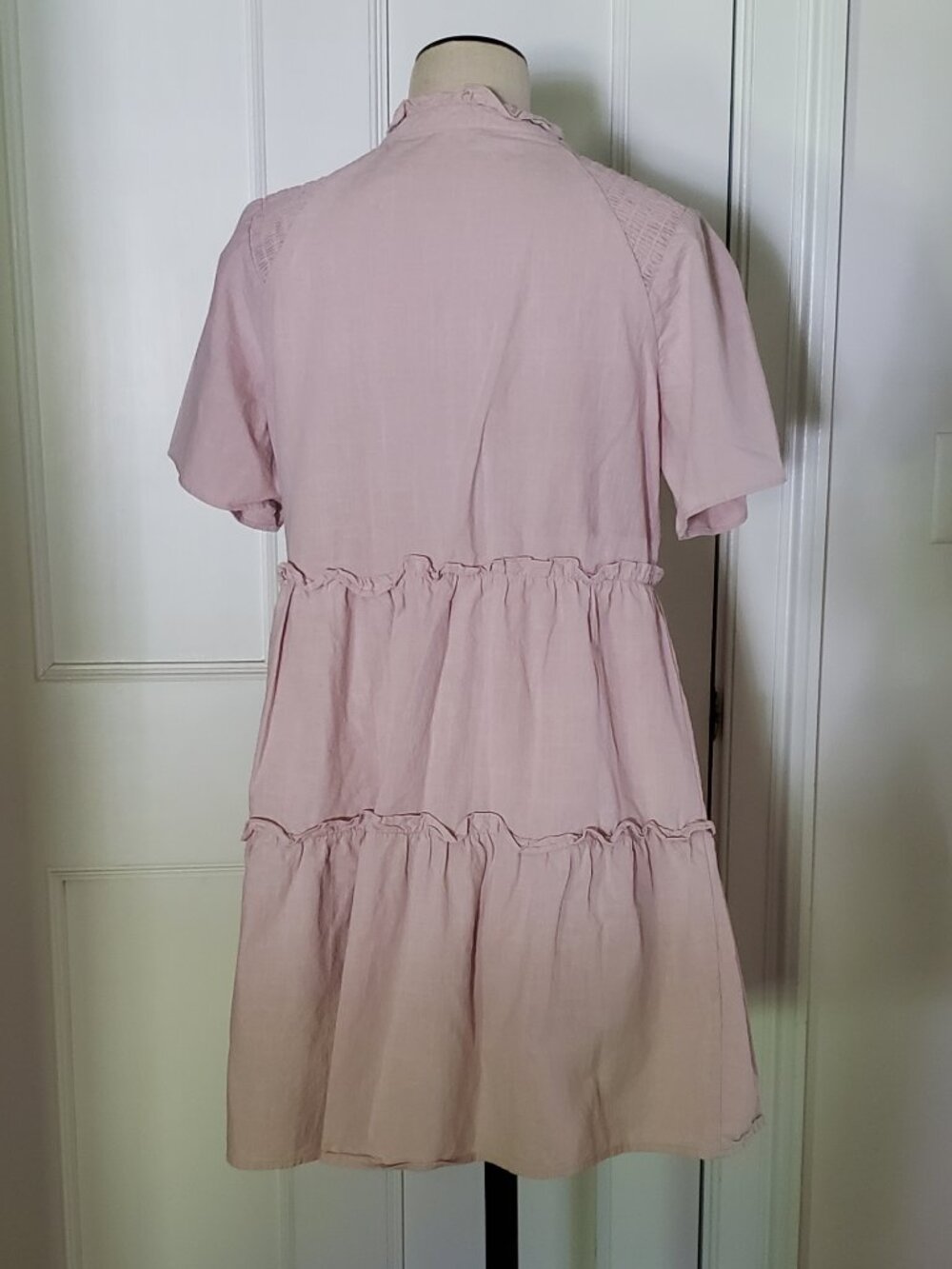 Light Dusty Pink tiered cotton midi dress - Picture 5 of 7